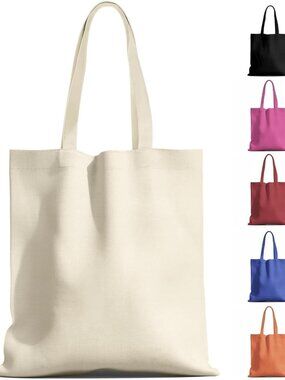 12-Pack Large 14x15 Reusable Cotton Canvas Tote Bags for Shopping, Beach & Gifts